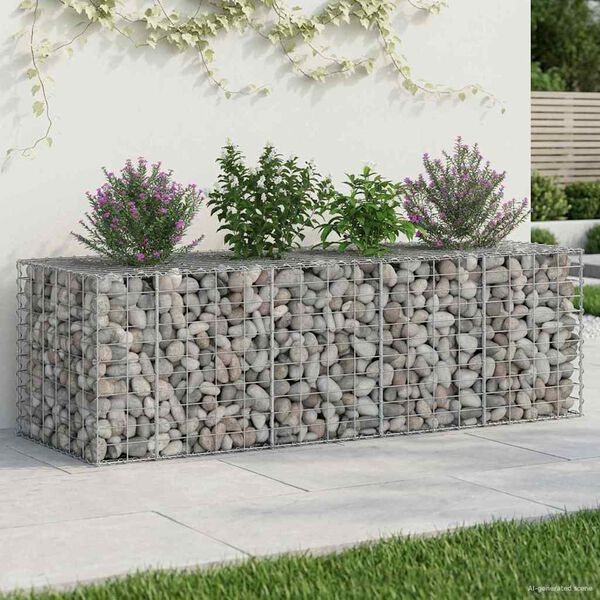 vidaXL Gabion hevet seng s&oslash;lv 180 x 60 x 55 cm Galvanisert St&aring;l