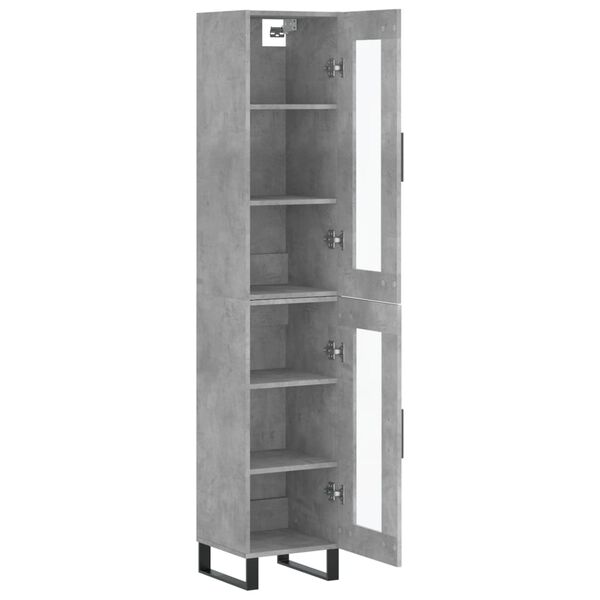 vidaXL Highboard betonggr&aring; 34,5x34x180 cm konstruert tre