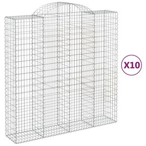vidaXL Gabionkurver buede 10 stk 200x50x200/220 cm galvanisert jern