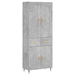 vidaXL Highboard betonggr&aring; 69,5x34x180 cm konstruert tre