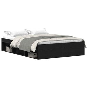 vidaXL Sengeramme uten madrass svart eik 120x190 cm konstruert tre