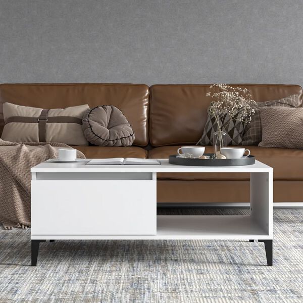 vidaXL Salongbord hvit 90x50x36,5 cm konstruert tre