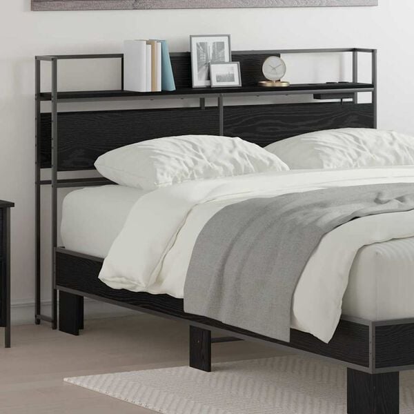 vidaXL Lagringshodegavl med hylle Svart eik 120 cm Konstruert tre