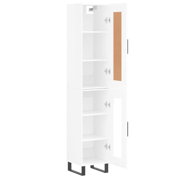 vidaXL Highboard h&oslash;yglans hvit 34,5x34x180 cm konstruert tre