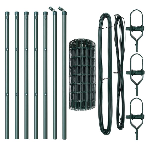 vidaXL Gjerde med stolpe gr&oslash;nn 0,6 x 10 m St&aring;l og PVC