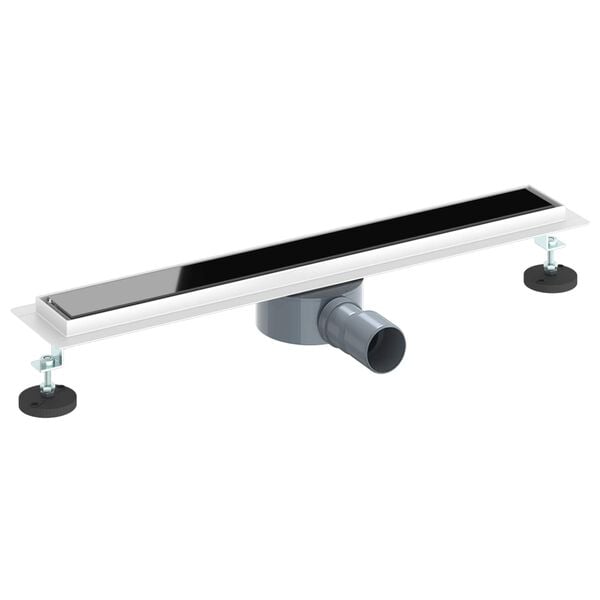 vidaXL Dusjavl&oslash;p Glasslokk med 360&deg; Siphon Svart 60 cm