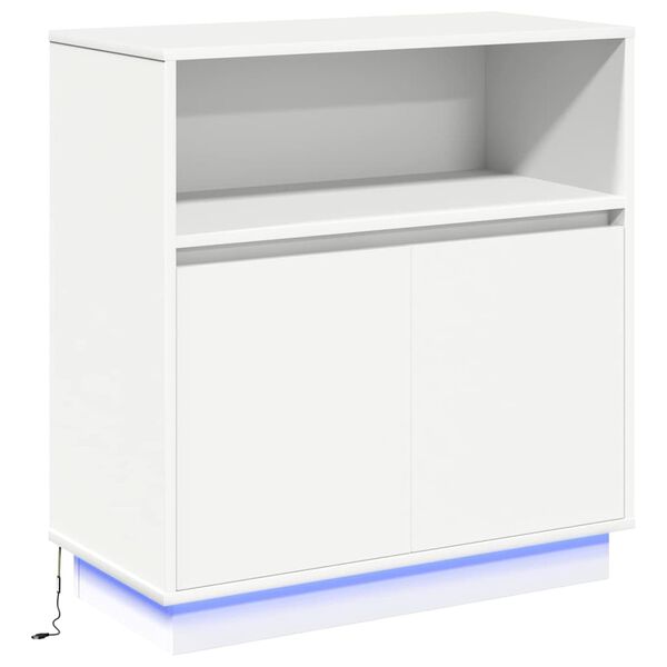 vidaXL LED sideboard Hvit 71 x 34,5 x 75 cm Konstruert tre