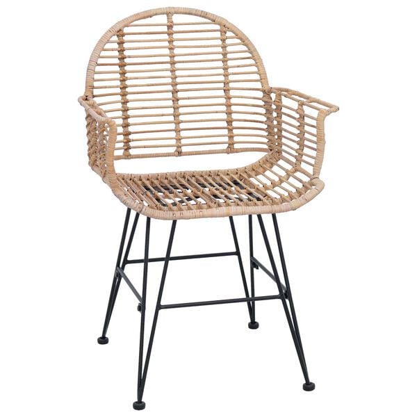 vidaXL Spisestuestol 2 pcs Naturlig 44 x 44 x 74 cm Rattan og Jern
