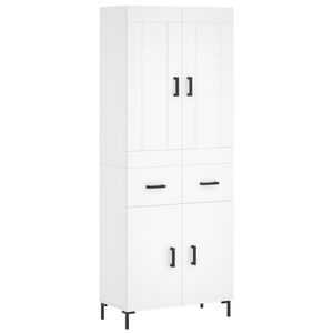 vidaXL Highboard hvit 69,5x34x180 cm konstruert tre