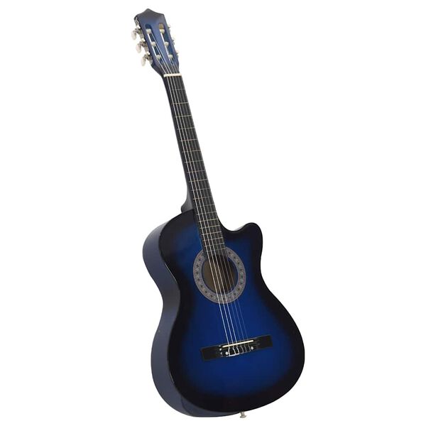 vidaXL Western klassisk gitarsett 12 deler med 6 strenger bl&aring; 38"