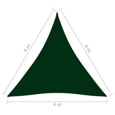 vidaXL Solseil oxfordstoff trekantet 4x4x4 m mørkegrønn