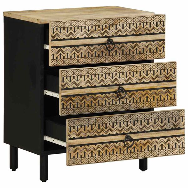 vidaXL Nattbord svart 50x33x62 cm grovt heltre mangotre