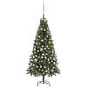 vidaXL Forh&aring;ndsbelyst kunstig juletre med kulesett og kongler 180 cm