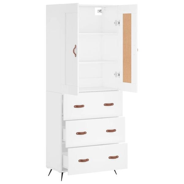 vidaXL Highboard hvit 69,5x34x180 cm konstruert tre