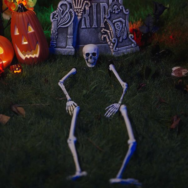 vidaXL Halloween Skjelett Hvit 45,5 x 13 cm Plast