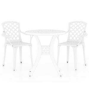 vidaXL Bistrosett 3 deler st&oslash;pt aluminium hvit