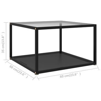 vidaXL Salongbord gjennomsiktig og svart 60x60x35 cm herdet glass