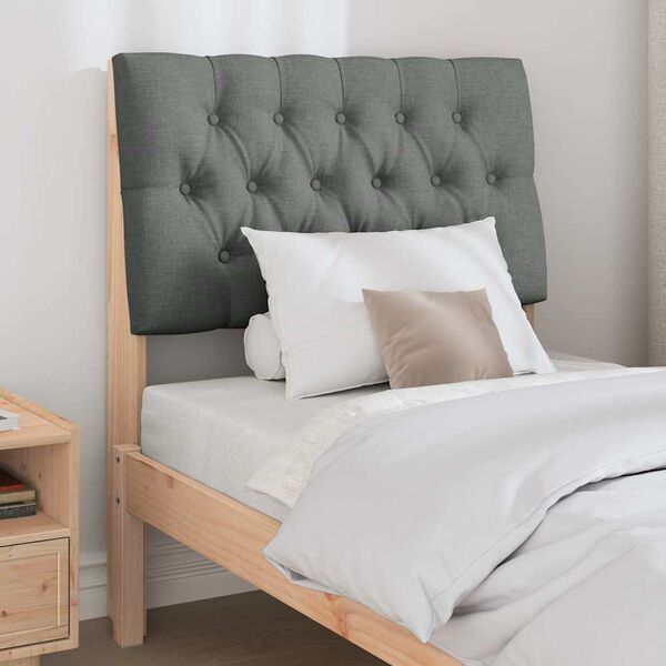 vidaXL Polstret sengegavl M&oslash;rkegr&aring; 80 cm Massiv furu