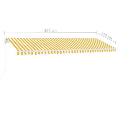 vidaXL Frittstående manuell uttrekkbar markise 500x350 cm gul/hvit