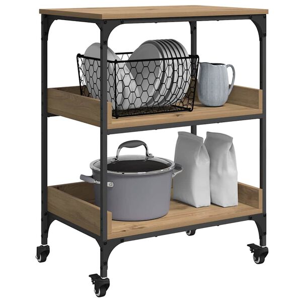 vidaXL Kj&oslash;kkenvogn Artisan Eik 60 x 41 x 80.5 cm Konstruert tre