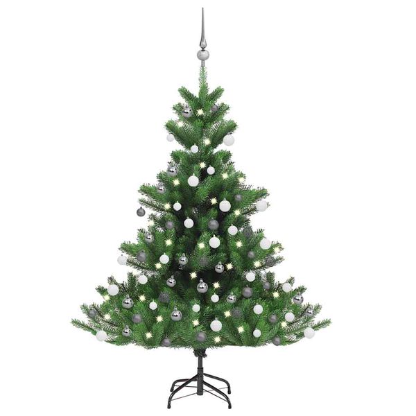 vidaXL Nordmann kunstig juletre med LED og kulesett gran gr&oslash;nn 120 cm