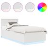 vidaXL Sengestamme med LED-lysstrimler Hvit 90 x 190 cm Konstruert tre