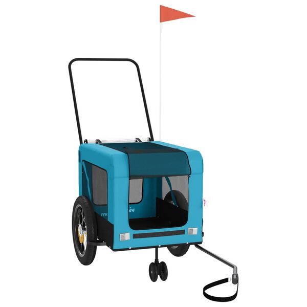 vidaXL Kjæledyrsykkelhenger blå og svart oxfordstoff og jern