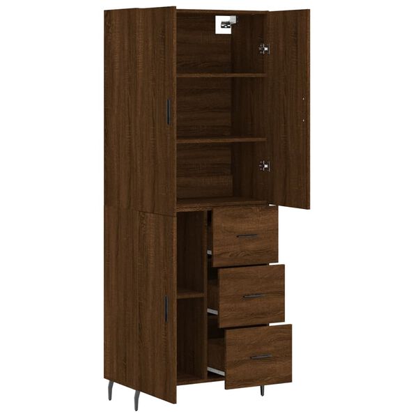 vidaXL Highboard brun eik 69,5x34x180 cm konstruert tre