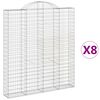 vidaXL Gabionkurver buede 8 stk 200x30x220/240 cm galvanisert jern