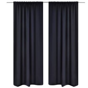 2stk Svarte M&oslash;rkleggingsgardiner med Stang 135 x 245 cm