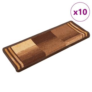vidaXL Selvklebende trappematter 10 stk 65x21x4 cm brun