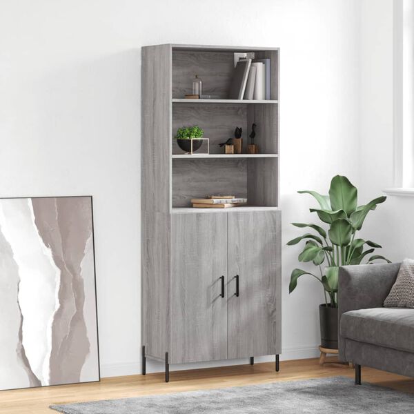 vidaXL Highboard gr&aring; sonoma 69,5x34x180 cm konstruert tre