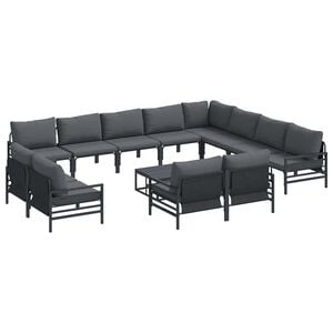 vidaXL Hagesofa Set med pute 13 pcs Svart St&aring;l