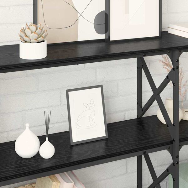 vidaXL Konsollbord Svart Eik 156 x 28 x 80,5 cm Konstruert tre