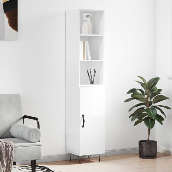 vidaXL Highboard h&oslash;yglans hvit 34,5x34x180 cm konstruert tre