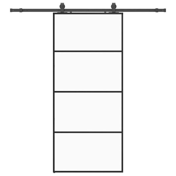vidaXL Skyvedør med monteringssett svart 90x205 cm ESG-glass