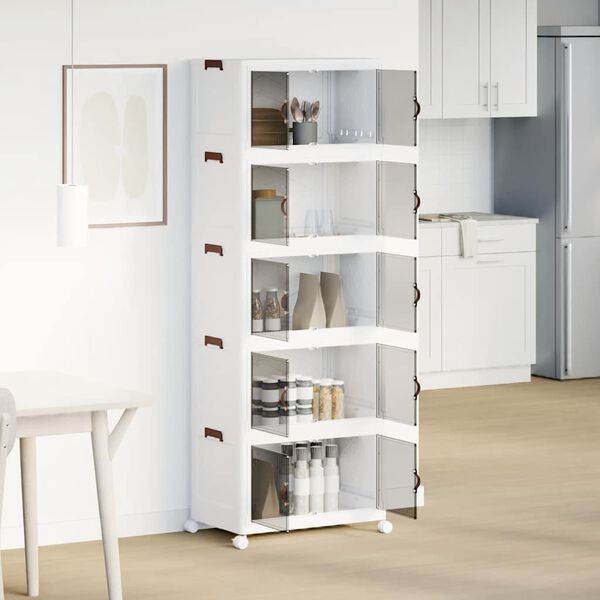 vidaXL Oppbevaringsboks stablebar med hjul 5-lags 75 L 64x40x179 cm