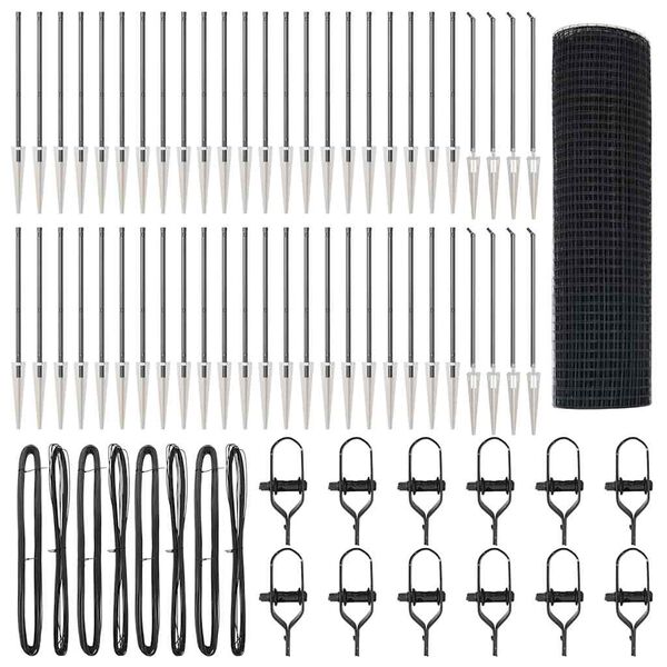 vidaXL Gjerdep&aring;le Gr&aring; 100 x 0,5 m (12 x 12 mm maske) St&aring;l og PVC