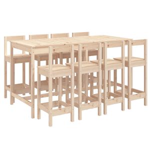 vidaXL Hagebarsett 9 deler heltre furu
