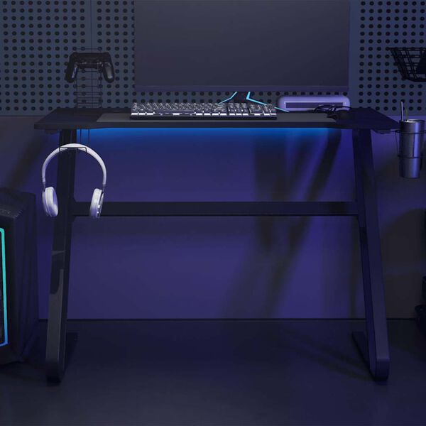 vidaXL Gamingbord med ZZ-formede ben svart 110x60x75 cm