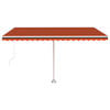 vidaXL Manuell uttrekkbar markise med LED 400x300 cm oransje og brun
