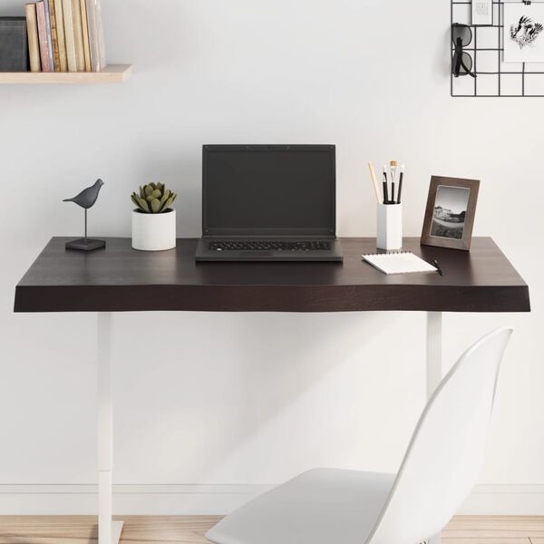 vidaXL Bordplate m&oslash;rkegr&aring; 100x60x6 cm behandlet eik naturlig kant