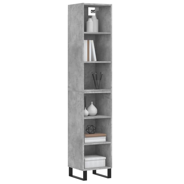 vidaXL Highboard betonggr&aring; 34,5x32,5x180 cm konstruert tre