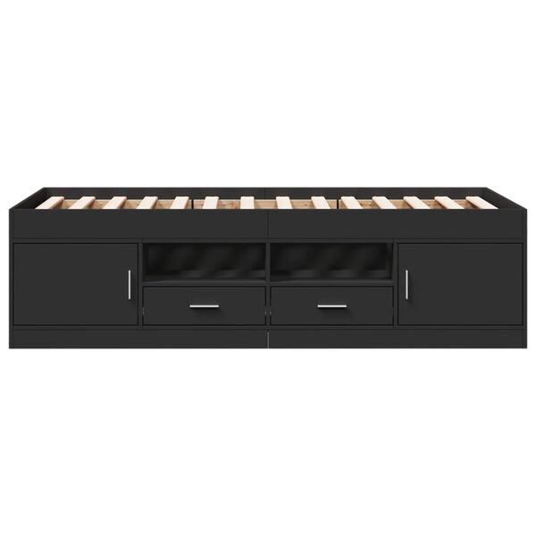 vidaXL Dagseng med skuffer uten Madrass svart 75x190 cm