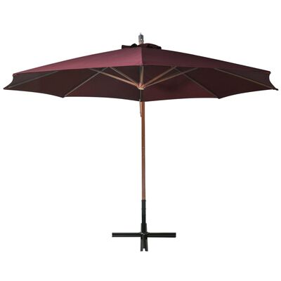 vidaXL Hengende parasoll med stolpe vinrød 3,5x2,9 m heltre gran