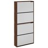 vidaXL Skoskap med speil 4 lag brun eik 63x17x134 cm