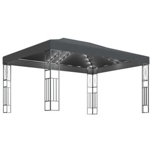 vidaXL Paviljong med LED-lysslynge 3x4 m antrasitt stoff