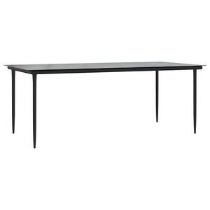 vidaXL Utend&oslash;rs spisebord svart 200x100x74cm st&aring;l og herdet glass