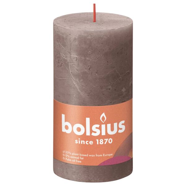 Bolsius Rustikke s&oslash;ylelys Shine 4 stk 130x68 mm rustikk gr&aring;brun
