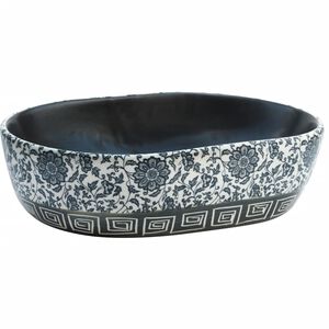 vidaXL Benkeservant svart og bl&aring; oval 47x33x13 cm keramikk